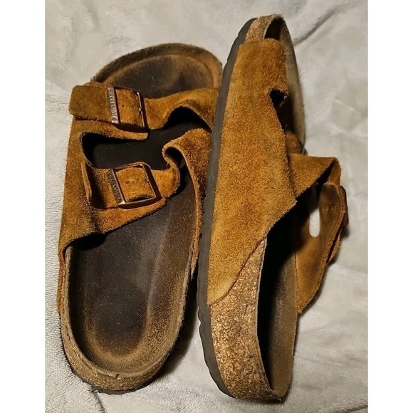Birkenstock Arizona Gold Suede Sandals Men Sz 11-11.5  Double Strap Germany 228 - Picture 6 of 8